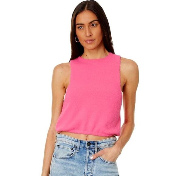 Free People Warm Fluff Crop Neon Pink M - Picture 1 of 4